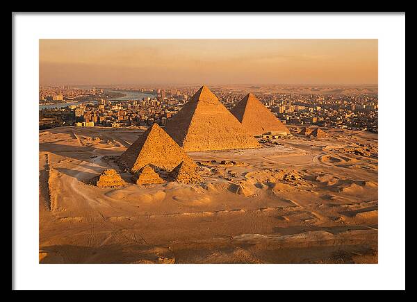 Three Giza Pyramids At Golden Hour