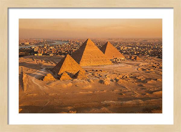 Three Giza Pyramids At Golden Hour