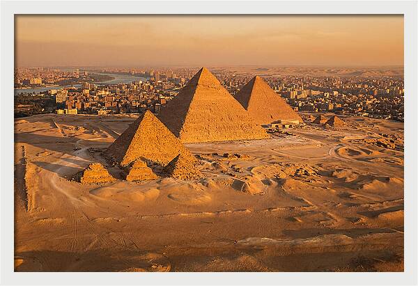 Three Giza Pyramids At Golden Hour