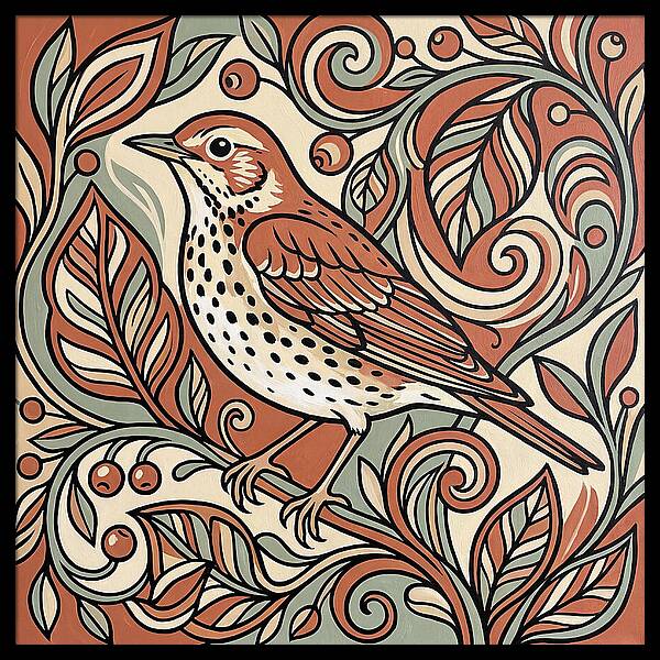 Thrush Among Vibrant Foliage