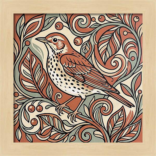 Thrush Among Vibrant Foliage