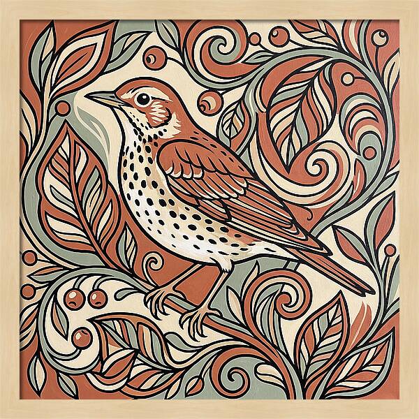 Thrush Among Vibrant Foliage