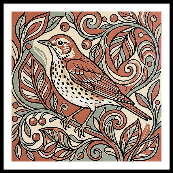 Thrush Among Vibrant Foliage