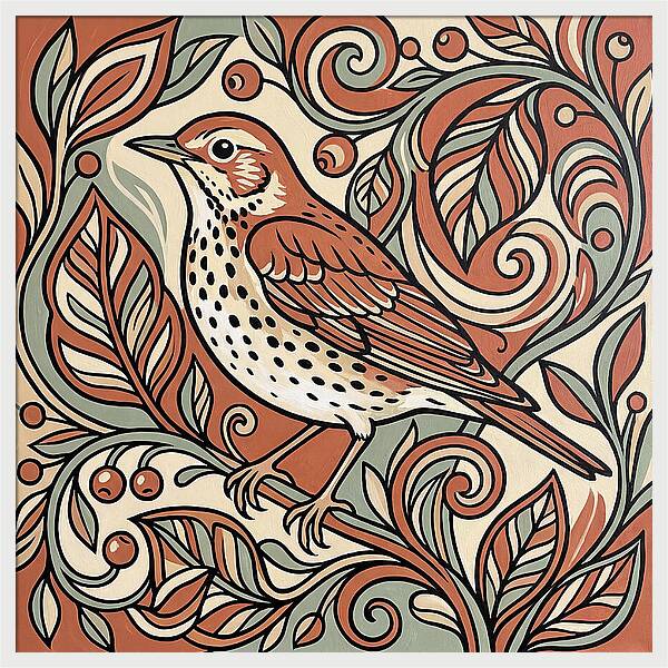 Thrush Among Vibrant Foliage