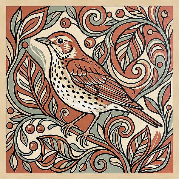 Thrush Among Vibrant Foliage