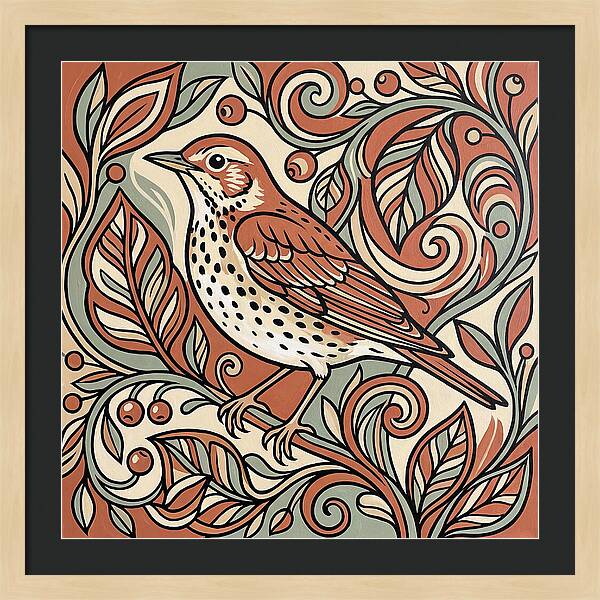 Thrush Among Vibrant Foliage