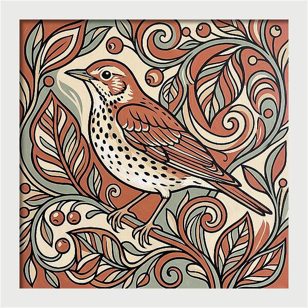 Thrush Among Vibrant Foliage