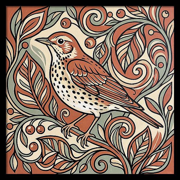 Thrush Among Vibrant Foliage