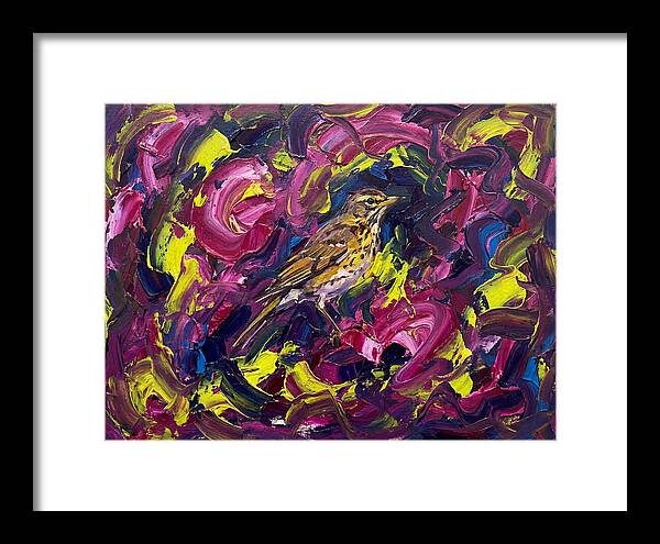 Thrush Among Vibrant Swirls