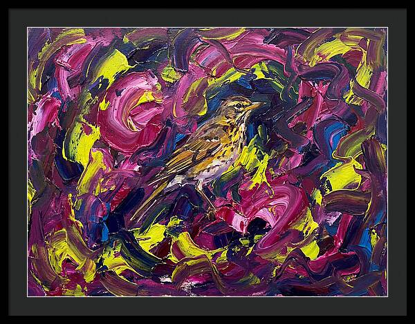 Thrush Among Vibrant Swirls
