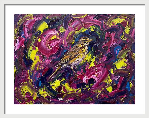 Thrush Among Vibrant Swirls
