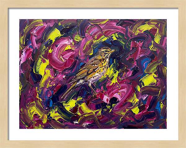 Thrush Among Vibrant Swirls