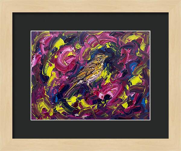 Thrush Among Vibrant Swirls