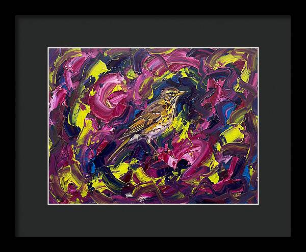Thrush Among Vibrant Swirls