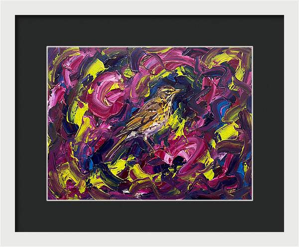 Thrush Among Vibrant Swirls