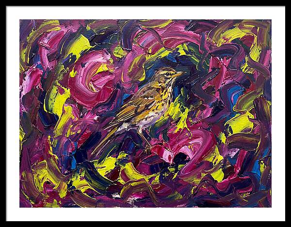 Thrush Among Vibrant Swirls