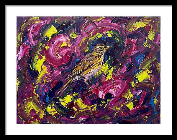 Thrush Among Vibrant Swirls