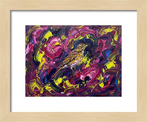 Thrush Among Vibrant Swirls
