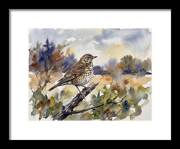 Thrush Perched In Nature