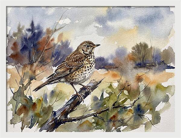 Thrush Perched In Nature