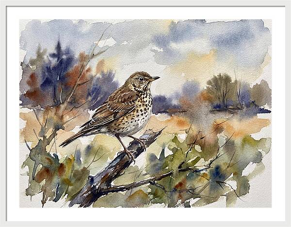 Thrush Perched In Nature