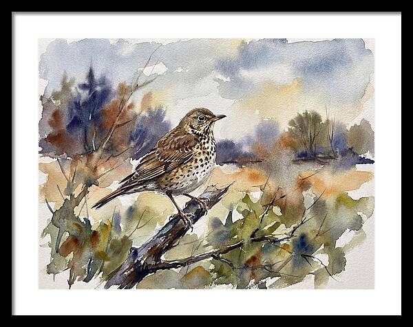 Thrush Perched In Nature