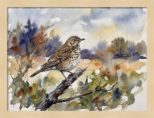 Thrush Perched In Nature