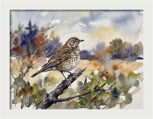 Thrush Perched In Nature