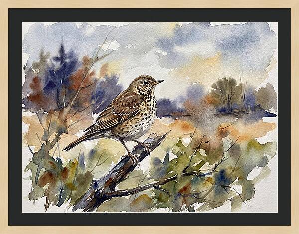 Thrush Perched In Nature