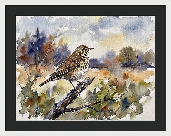 Thrush Perched In Nature
