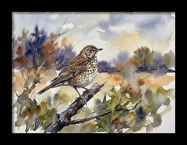 Thrush Perched In Nature
