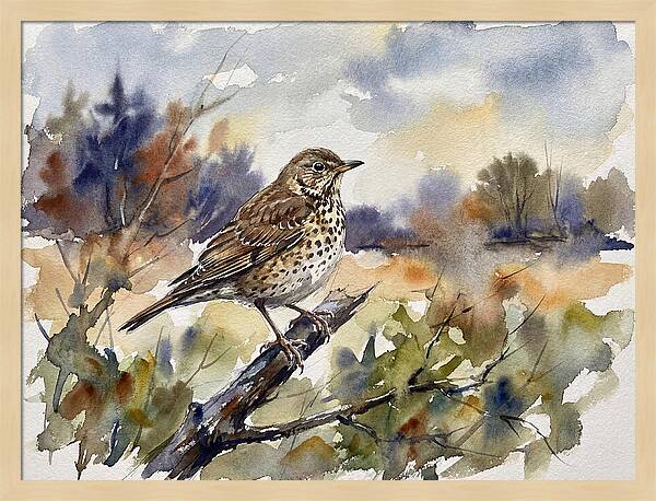 Thrush Perched In Nature