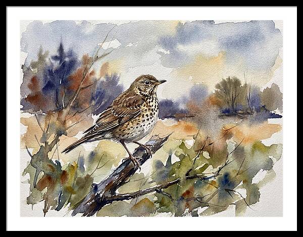 Thrush Perched In Nature