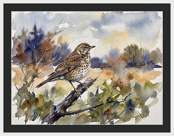 Thrush Perched In Nature