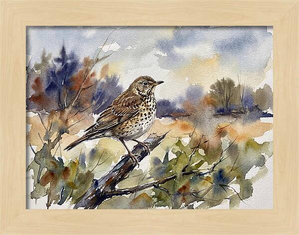 Thrush Perched In Nature