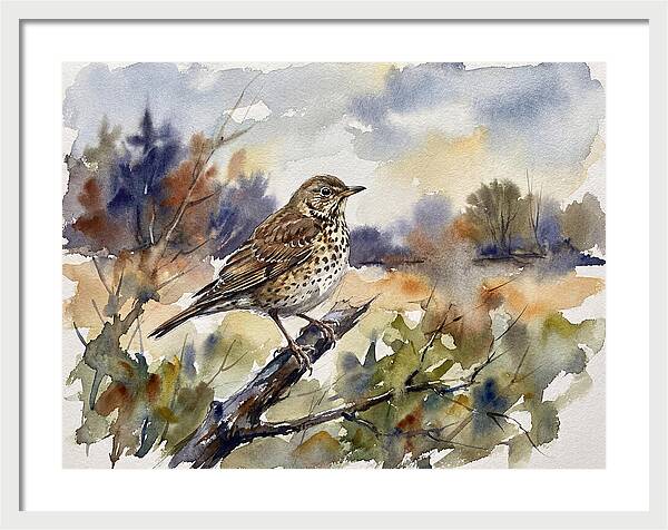 Thrush Perched In Nature