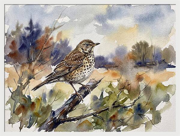 Thrush Perched In Nature