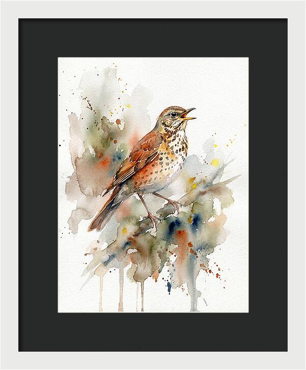 Thrush Singing In Watercolor