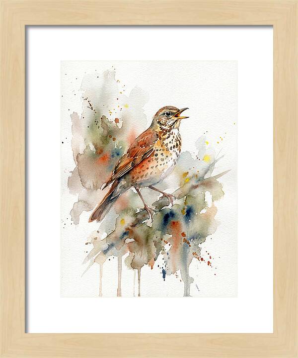 Thrush Singing In Watercolor