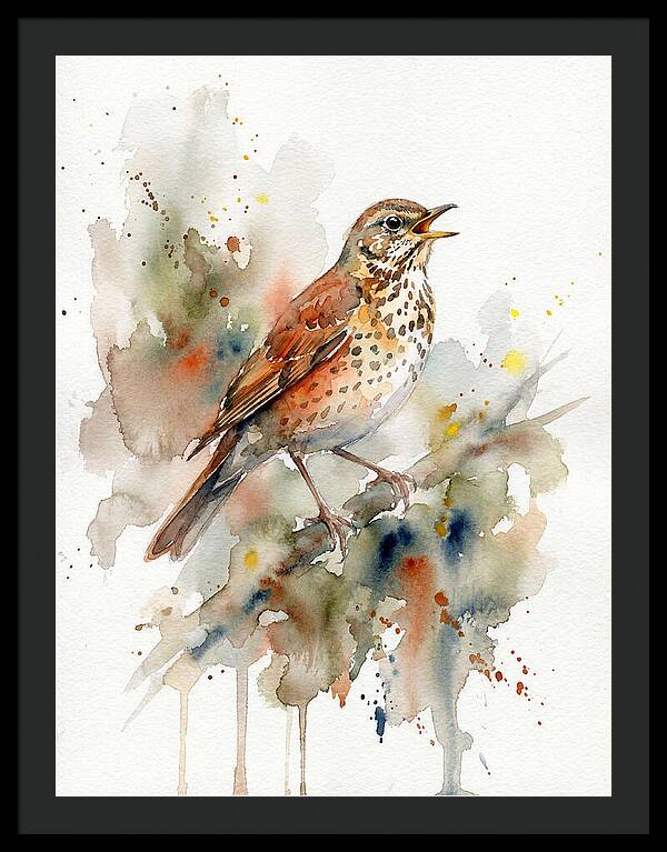 Thrush Singing In Watercolor