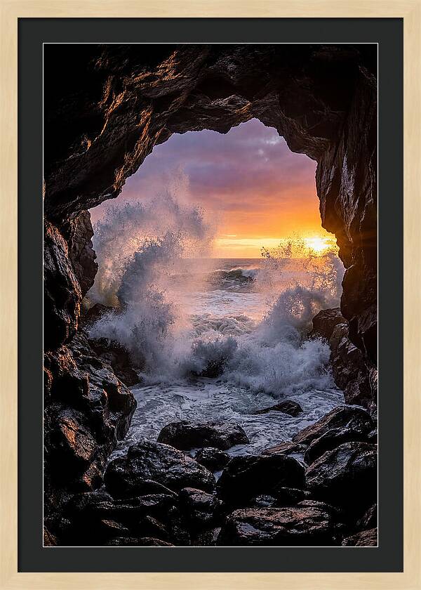 Thunder Hole Waves At Sunset