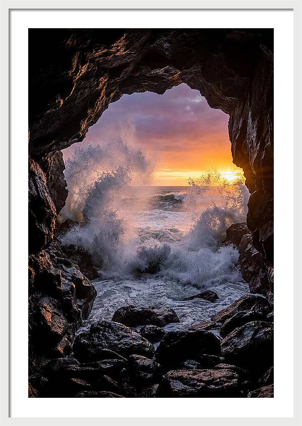 Thunder Hole Waves At Sunset