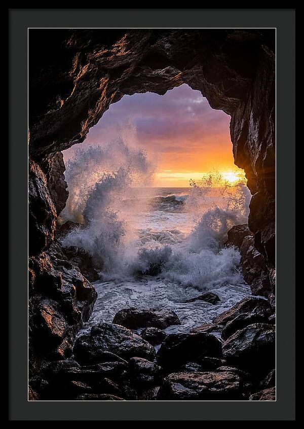 Thunder Hole Waves At Sunset