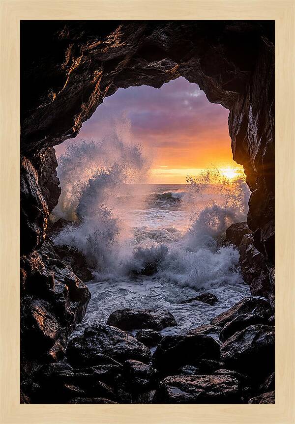 Thunder Hole Waves At Sunset