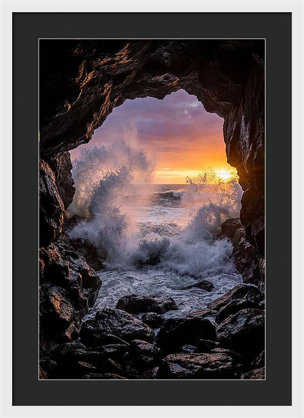 Thunder Hole Waves At Sunset