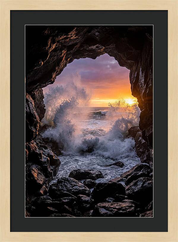 Thunder Hole Waves At Sunset