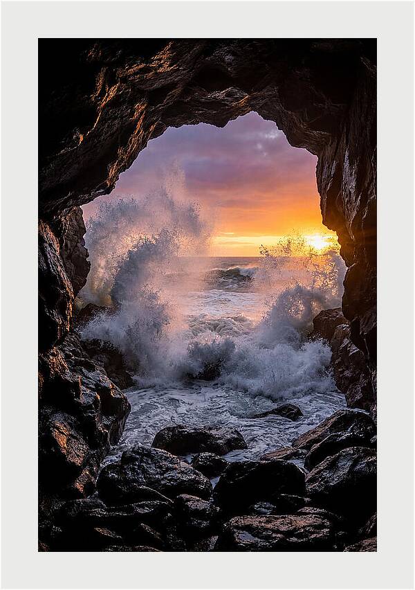 Thunder Hole Waves At Sunset