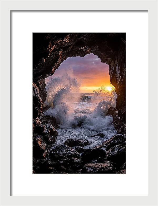 Thunder Hole Waves At Sunset