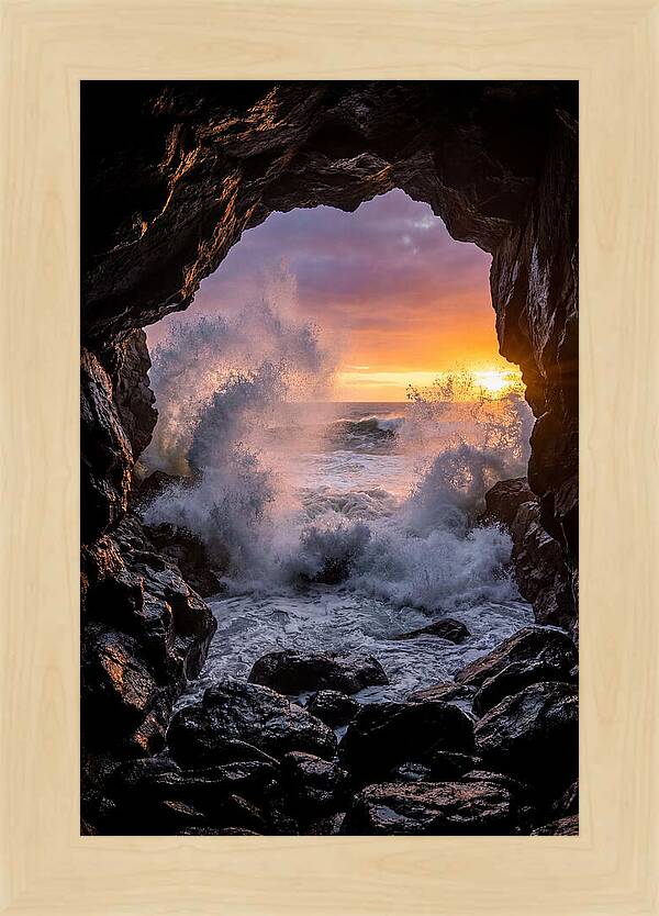 Thunder Hole Waves At Sunset