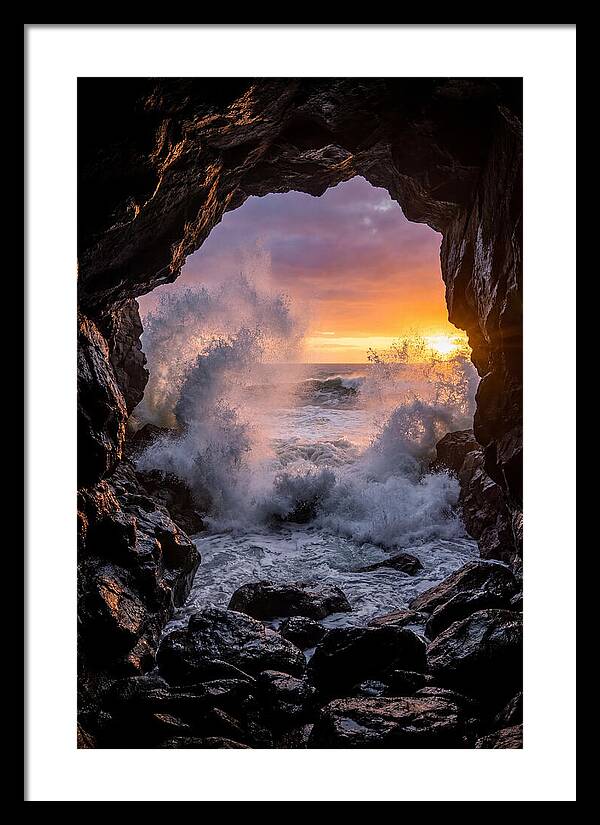Thunder Hole Waves At Sunset